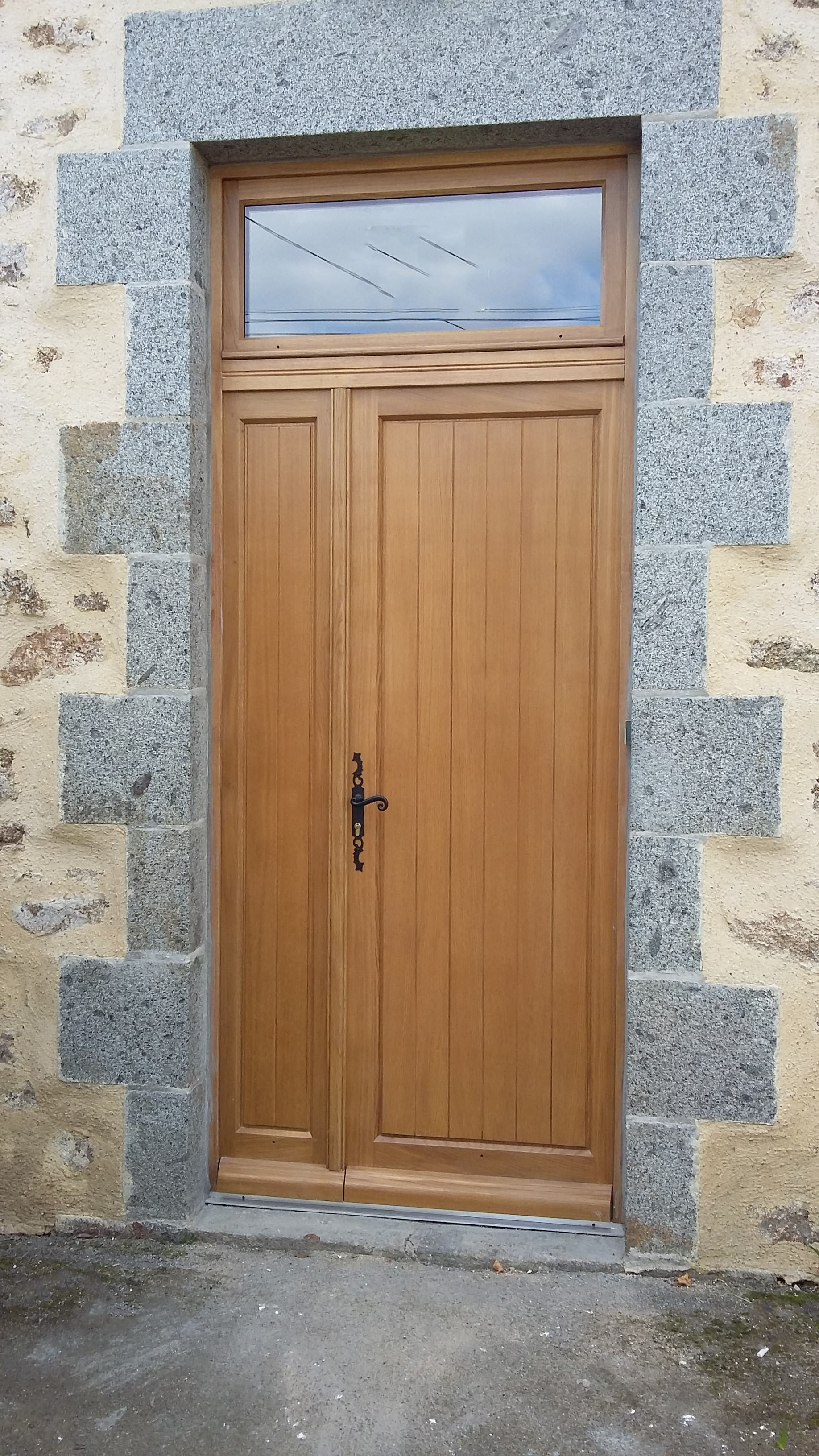 porte bois tiercé avec imposte vitré